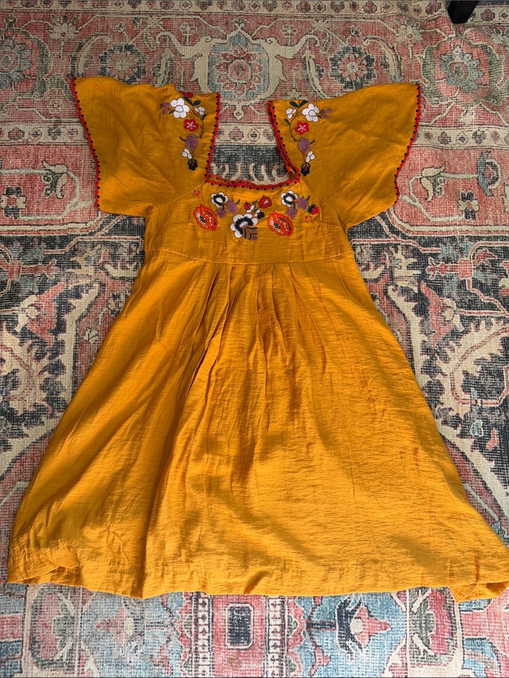 Women’s XS Madewell Embroidered Flutter-Sleeve Dress
